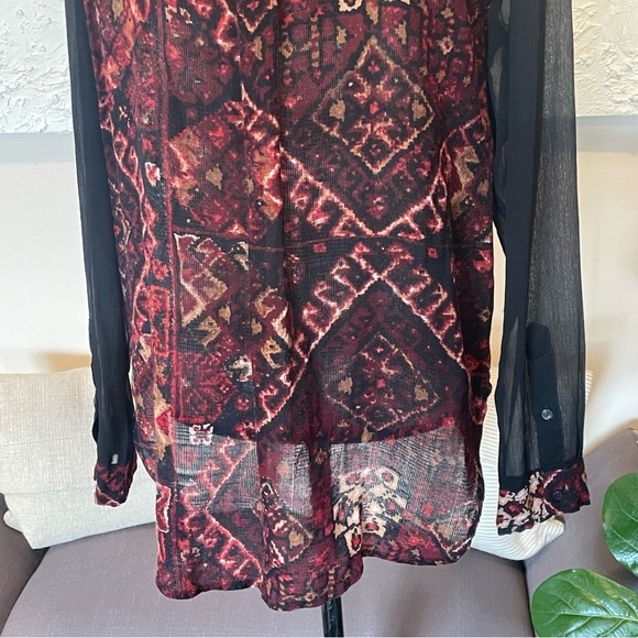 RALPH LAUREN Denim & Supply Womens Leopard Print Button Up Sheer Sleeve Top Sz M - Picture 7 of 8